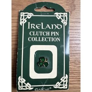 Ireland Shamrock Clutch Pin Green Enamel AllCraft Lapel St. Patrick's‎ Day NWT